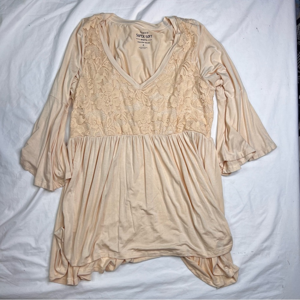 Torrid Blouse Dress Womens 1 US 1X Plus Super Soft V Neck L030724 Comfy